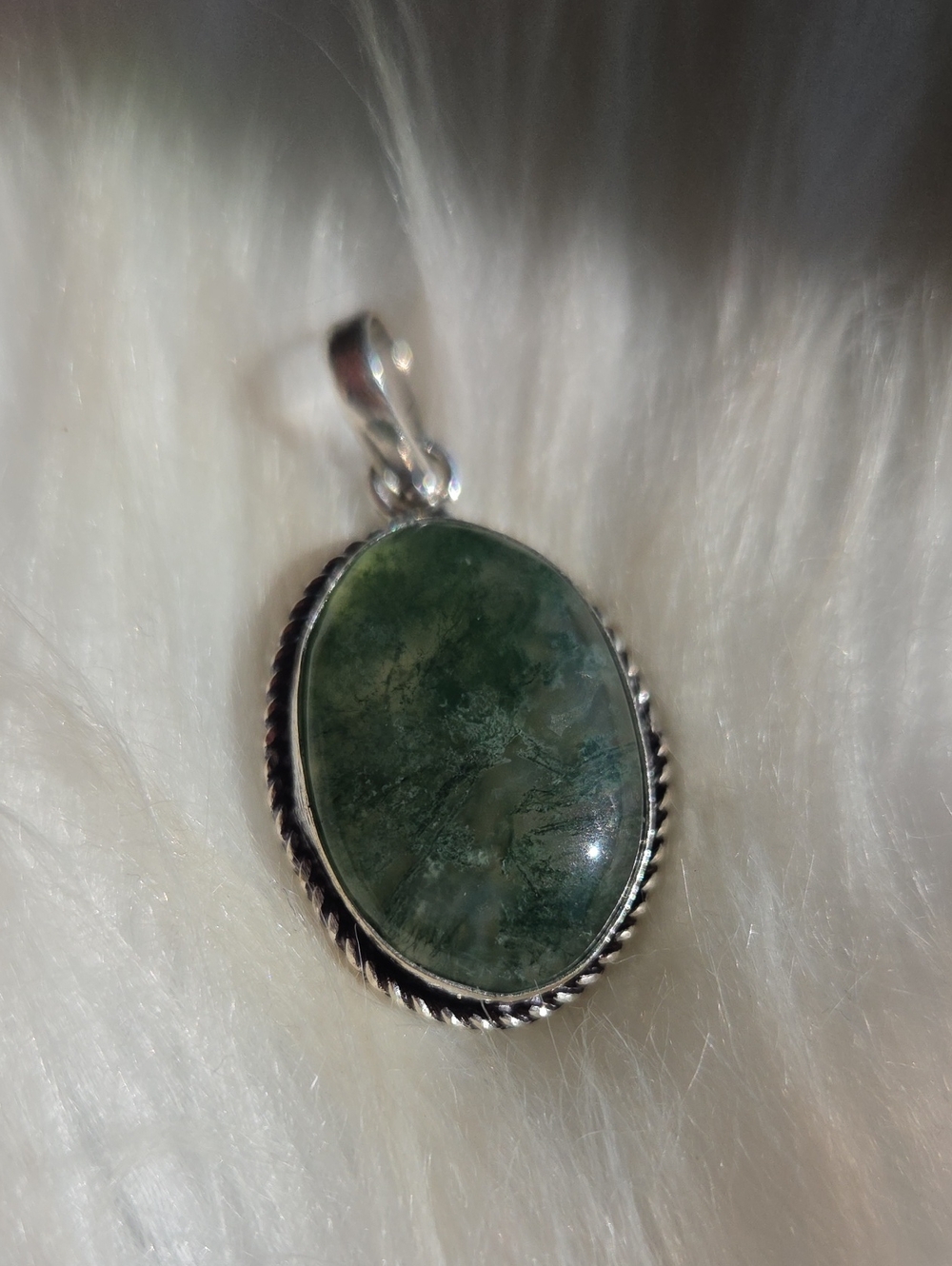 Magical Moss Agate Silver Plated 925 Gemstone Necklace Pendant
